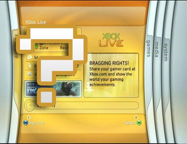 Xbox Live dashboard