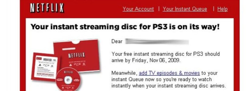 Netflix PS3 Instant Streaming Discs Shipped
